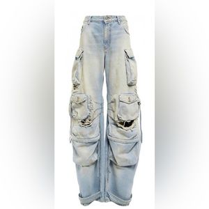 The Attico Fern Cargo Blue Denim Jeans